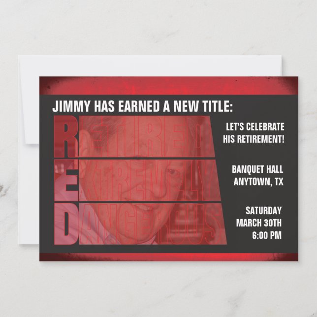 Convites Partido de aposentadoria extremamente perigoso (Frente)