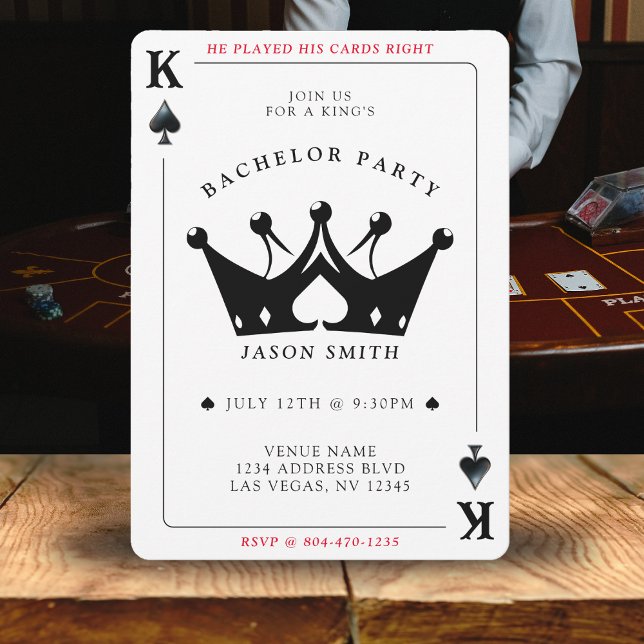 Convites Partido de Bachelor do Cartaz Poker do Rei dos Spa (King of Spades Casino Poker Card Bachelor Party
)