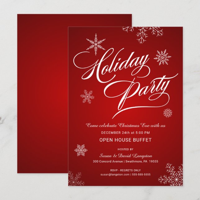 Convites Partido de bufete da casa aberta da Noite de Natal (Frente/Verso)