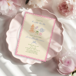 Convites Partido de Chá de Bridal Colorida Quirky