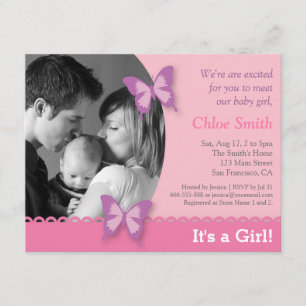 Convites Partido de chá de fraldas elegante da borboleta da