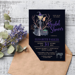 Convites Partido de chá de panela do Dia das Bruxas dos