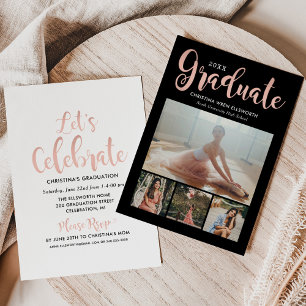 Convites Partido de Colagem de Fotos de Script Dourado do R