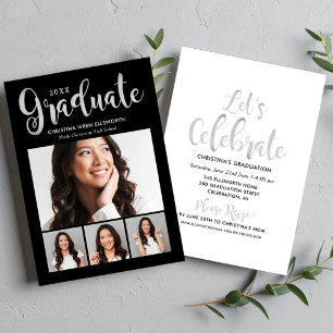 Convites Partido de Colagem de Fotos do Script Silver do Fo