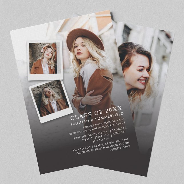 Convites Partido de Colagem de Fotos para Graduação 2025 (Graduation 2025 Photo Collage Grad Party Invitation)