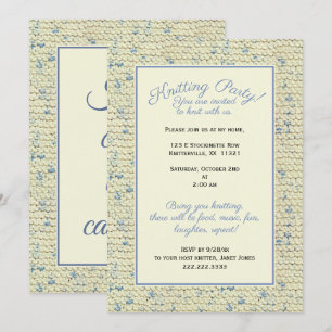 Convites Partido de confecção de malhas - fio azul/natura