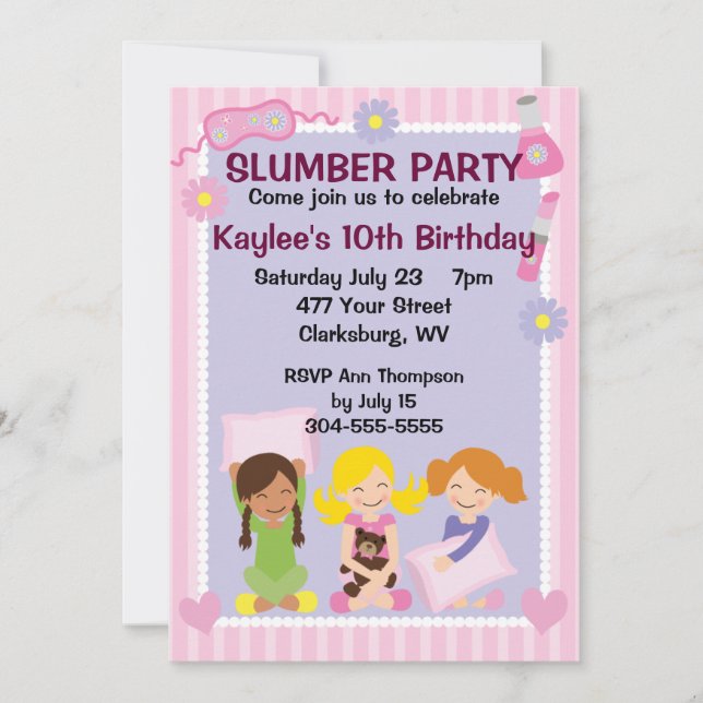 Convites Partido de descanso da menina (Frente)