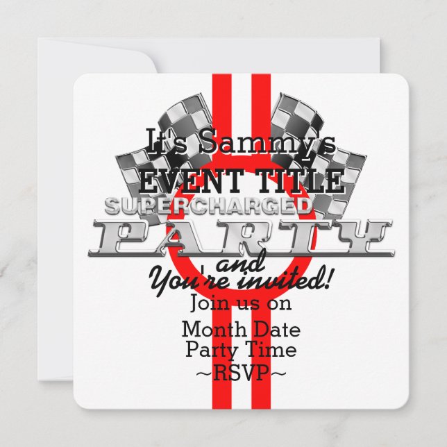 Convites Partido de Desempenho Supercarregado Personalizado (Frente)