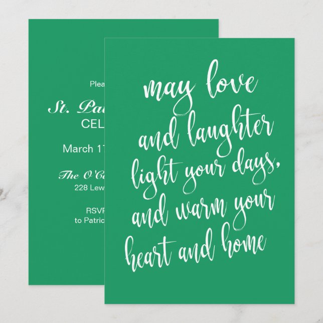 Convites Partido de Dia de São Patrício de Tendência Modern (Frente/Verso)