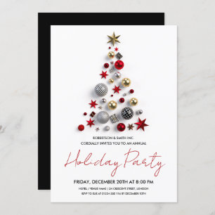 Convites Partido de Feriado da Árvore do Natal Corporativo 