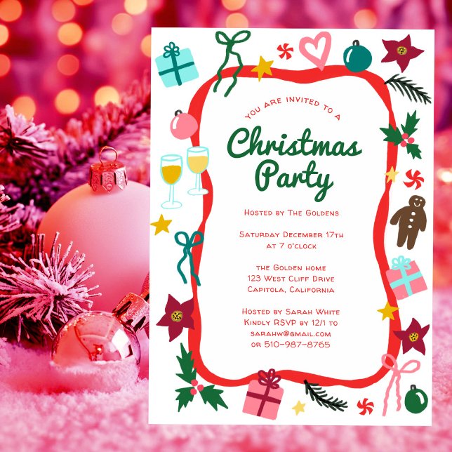 Convites Partido de Férias CLIENTES de Natal Quirky Whimsic (Quirky Whimsical Christmas CUSTOM Holiday Party Invitation
)