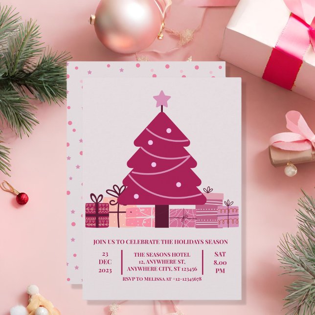 Convites Partido de Férias Festivas da Feliz Vermelha Minim (Criador carregado)