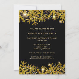 Convites Partido de Férias Modernas, Preto e Dourado