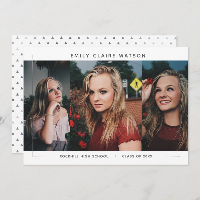 Convites Partido de Formando de Colagem de Fotos com Quadro (Frente/Verso)