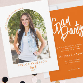 Convites Partido de Formando Laranja de Foto do Arch de Scr