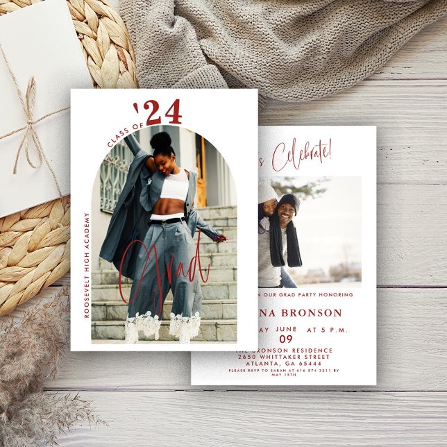 Convites Partido de Formando Mínimo de Foto do Script Verme (Criador carregado)