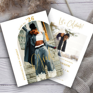 Convites Partido de Formando Mínimo do Script Dourado Moder