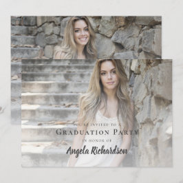 Convites Partido de Fotografia de Script Moderno de Graduaç