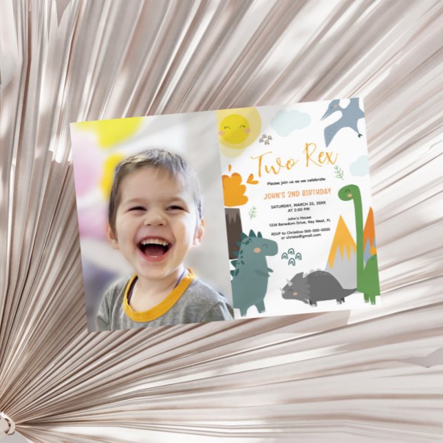 Convites Partido de Fotografia do segundo aniversário Dinos (Criador carregado)