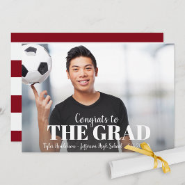 Convites Partido de Fotos para Graduação de Stripe Vermelha