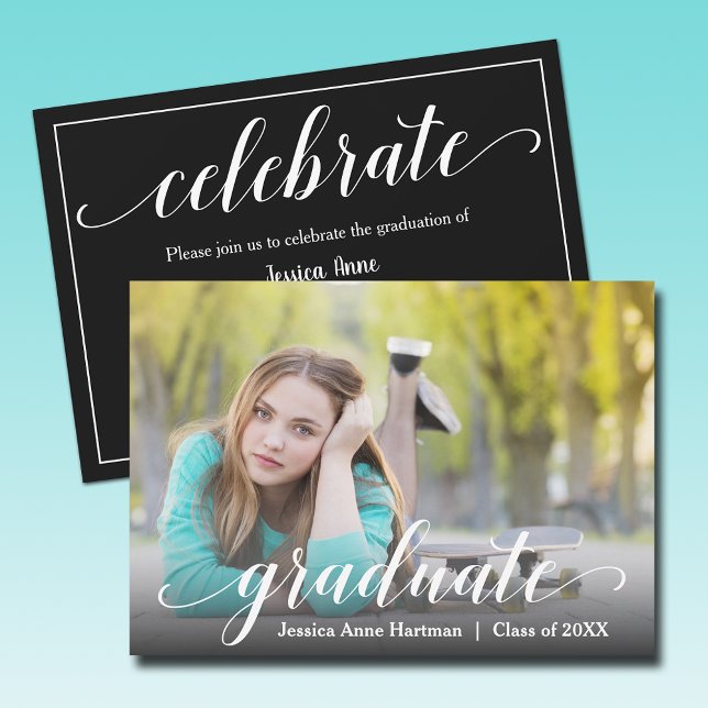 Convites Partido de Fotos para Graduação Moderna (Modern graduation photo party invitations - PRINTED and/or INSTANT DOWNLOAD)