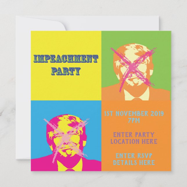Convites Partido de Impeachment Popart Trump (Verso)