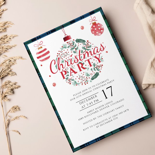 Convites Partido de Natal da xadrez Russo Campbell Tartan (Plaid Rustic Clan Campbell Tartan Christmas Party Invitation)