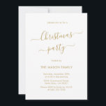 Convites Partido de Natal Dourado Moderno e Minimalista<br><div class="desc">Os Convites de festas de Natal Dourados e Brancos com Script de Caligrafia Moderna Chic são perfeitos para um evento de Natal simples. Apresenta um texto elegante do "Partido de Natal" num belo texto escrito à mão num guião de letras suavemente maiúsculas e minúsculas em ouro sobre fundo branco. Fácil...</div>
