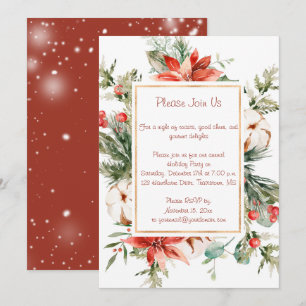 Convites Partido de Natal Red Poinsettia e Evergreens