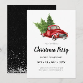 Convites Partido de Natal Russo Vintage Pine Tree Red Truck