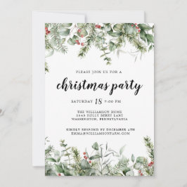 Convites Partido de Natal Rustic Pine and Berries Greenery