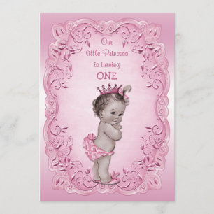 Convites Partido de primeiro aniversario cor-de-rosa da