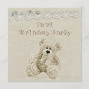 Convites Partido de primeiro aniversario do laço do vintag