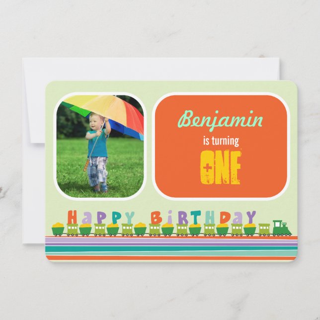 Convites Partido de primeiro aniversario do trem do feliz (Frente)