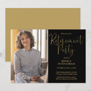 Convites Partido de Retirada de Fotos de Script Preto e Dou