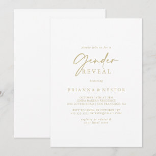 Convites Partido de Revelação do Gênero Dourado Moderno 