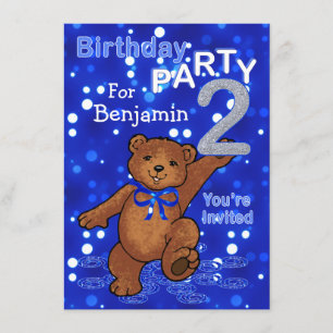 Convites Partido de segundo aniversário de dança dos ursos