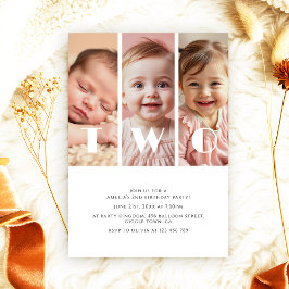 Convites Partido de segundo aniversário Minimalista de Cola