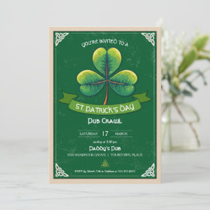 Convites Partido de St Patricks para Shamrock Retro
