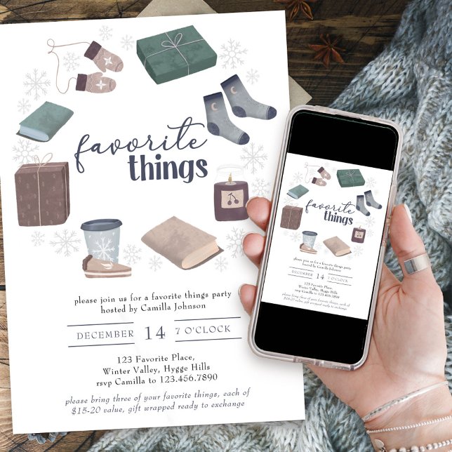 Convites Partido de Troca de Presentes de Wreath Winter Wre (Favorite Things holiday gift exchange party invitation)