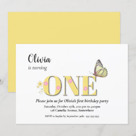 Convites Partido de um primeiro aniversario Amarelo