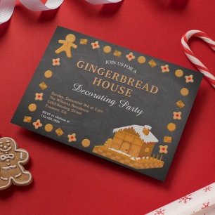 Convites Partido Decorcionador da Casa de Gingerbread Chalk