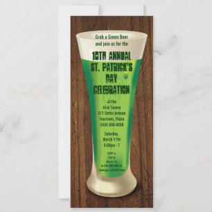 Convites Partido Dia de São Patrício de Cerveja Verde