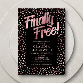 Convites Partido Divorciário Rosa Dourado Confetti