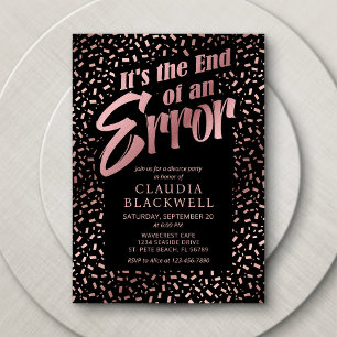 Convites Partido Divorciário Rosa Dourado Confetti