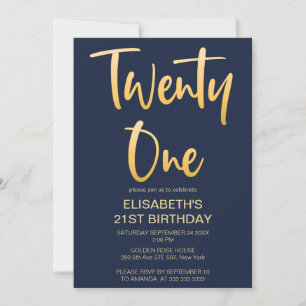 Convites Partido do aniversário de 21 anos Simples Elegante