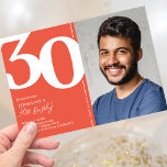 Convites Partido do aniversário de 30 anos de Fotos Vermelh<br><div class="desc">Crie memórias duradouras na sua cesta de aniversário de 30 anos com estes convites de festas de aniversários vermelhos laranja modernos! Apresentando uma fonte grande e ousada serif que mostra o número '30', uma foto do aniversariante / menina, e um modelo moderno que é fácil de personalizar, esses convites irão...</div>