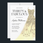 Convites Partido do aniversário de 30 anos de Vestido Doura<br><div class="desc">Variações do Convite de festas de aniversário de 30 anos de Vestido Dourado para o convite e itens correspondentes na nossa loja</div>