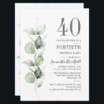 Convites Partido do aniversário de 40 anos Botânico Eucalyp<br><div class="desc">Adicione os detalhes da sua festa de aniversário para criar um convite de festas único para a sua celebração de aniversário do marco.</div>