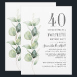 Convites Partido do aniversário de 40 anos Botânico Eucalyp<br><div class="desc">Adicione os detalhes da sua festa de aniversário para criar um convite de festas único para a sua celebração de aniversário do marco.</div>